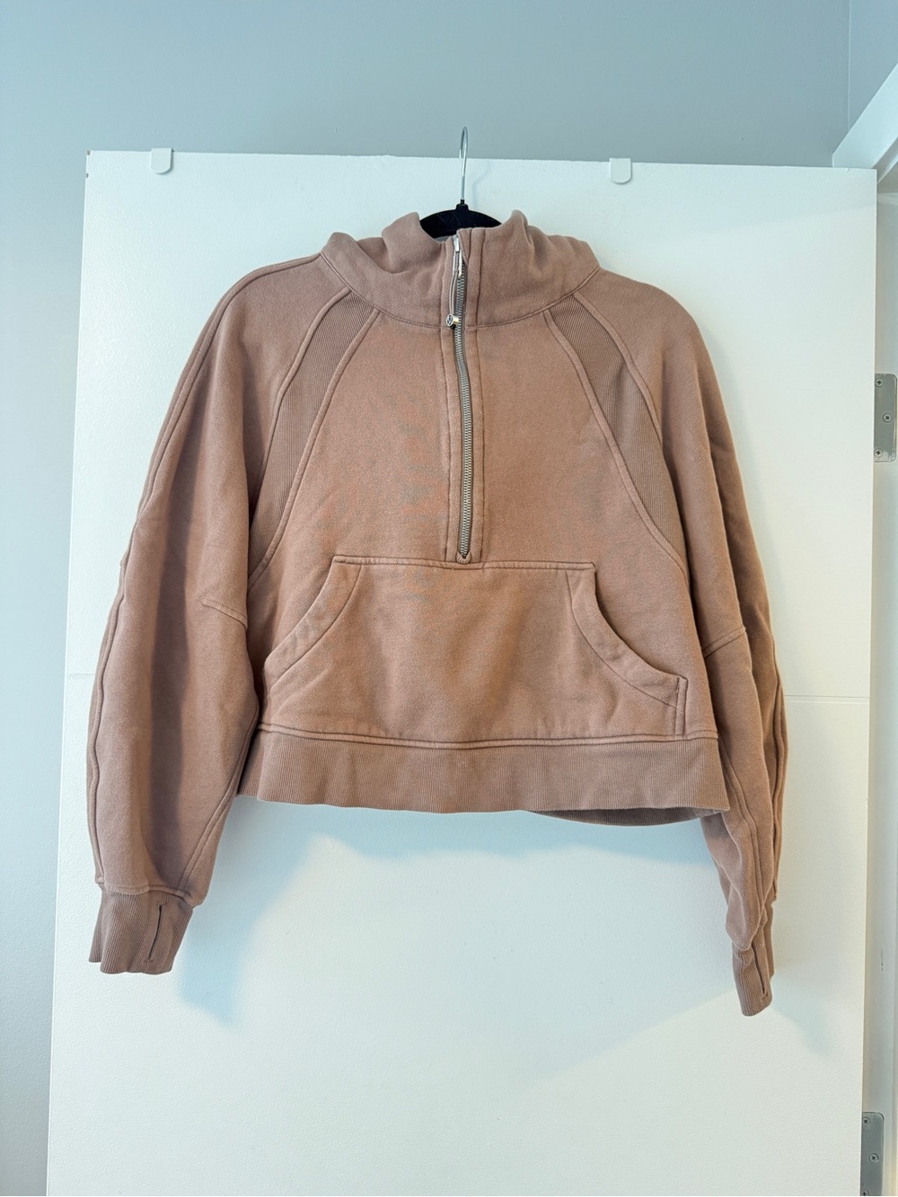 Lululemon Cropped Scuba Half Zip Hoodie Taupe Beige Size M/L